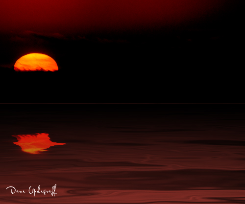 Sunset over Faux water