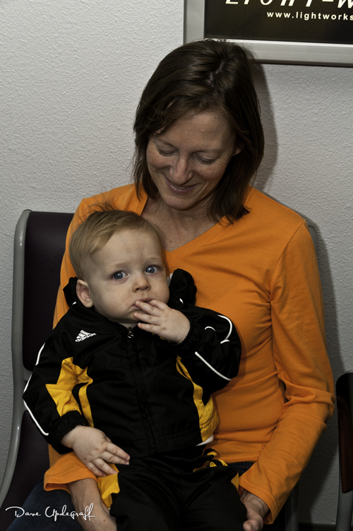 Jeanne and Joshua at the airport