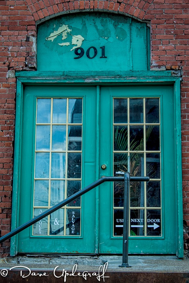A door in the warehouse district